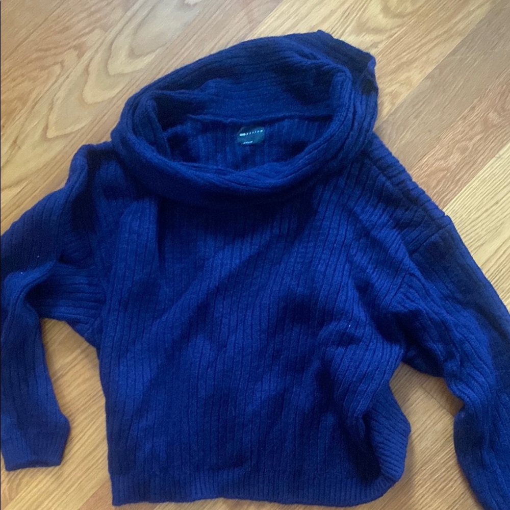 ASOS Off-Shoulder Navy Sweater - Picture 4 of 4